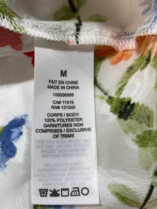 Dynamite Floral Medium Sheer Ruched Spring Summer Blouse - Picture 8 of 9